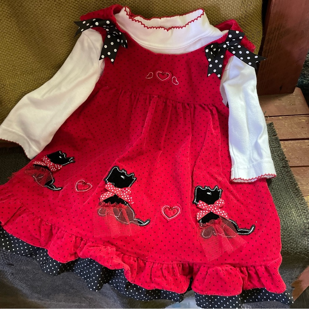 Rare Editions, Toddler 2 pc Cord Jumper w/mock neck onesie. 18 mo HEARTS ❤️